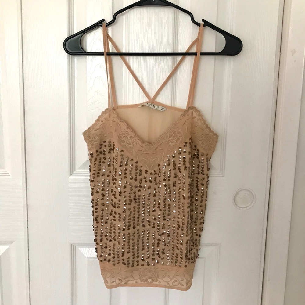 Zara Party Gold Sequin Tank